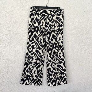 Loft Marisa style ikat print 100% linen wide leg pants size 6